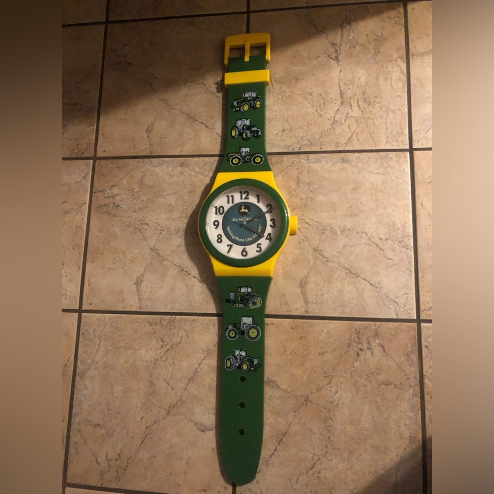 John Deere Green and Yellow Tractor Wall Clock